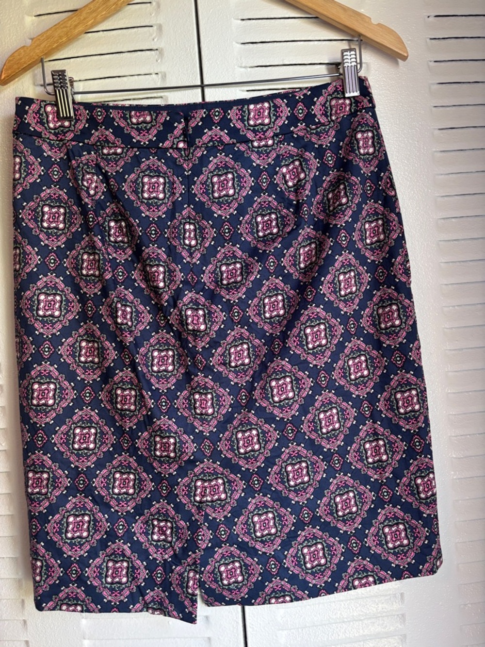 J.Crew Printed Mini Skirt Size 6 Navy Pink Chic Classic Style - Picture 4 of 8